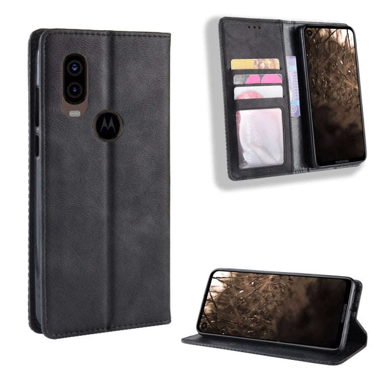 Magnetic Buckle Retro Crazy Horse Texture Horizontal Flip Leather Case for Motorola MOTO One Visi...