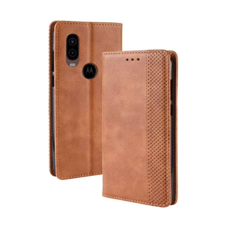 Magnetic Buckle Retro Crazy Horse Texture Horizontal Flip Leather Case for Motorola MOTO One Visi...