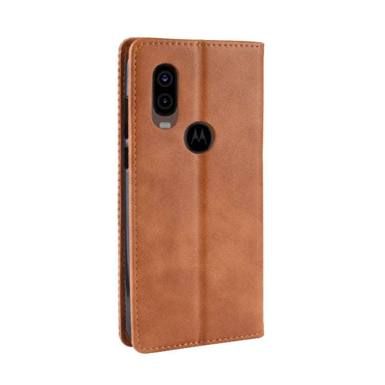 Magnetic Buckle Retro Crazy Horse Texture Horizontal Flip Leather Case for Motorola MOTO One Visi...