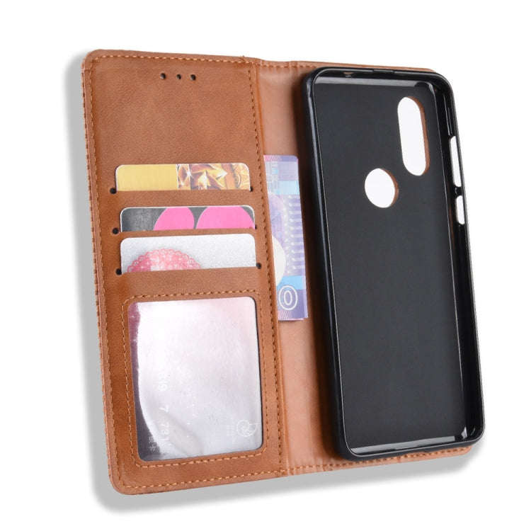 Magnetic Buckle Retro Crazy Horse Texture Horizontal Flip Leather Case for Motorola MOTO One Visi...