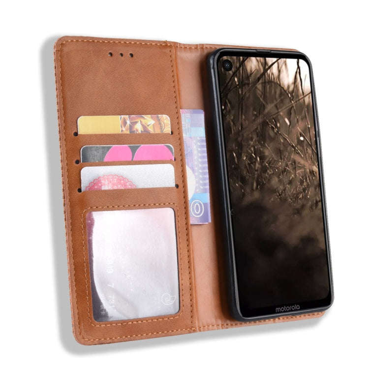 Magnetic Buckle Retro Crazy Horse Texture Horizontal Flip Leather Case for Motorola MOTO One Visi...