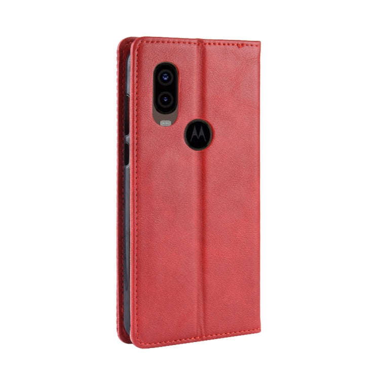 Magnetic Buckle Retro Crazy Horse Texture Horizontal Flip Leather Case for Motorola MOTO One Visi...