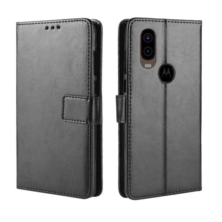 Retro Crazy Horse Texture Horizontal Flip Leather Case for Motorola MOTO One Vision, with Holder ...