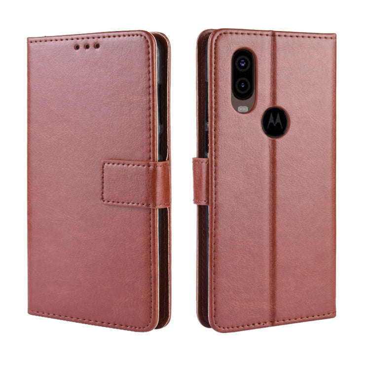 Retro Crazy Horse Texture Horizontal Flip Leather Case for Motorola MOTO One Vision, with Holder ...