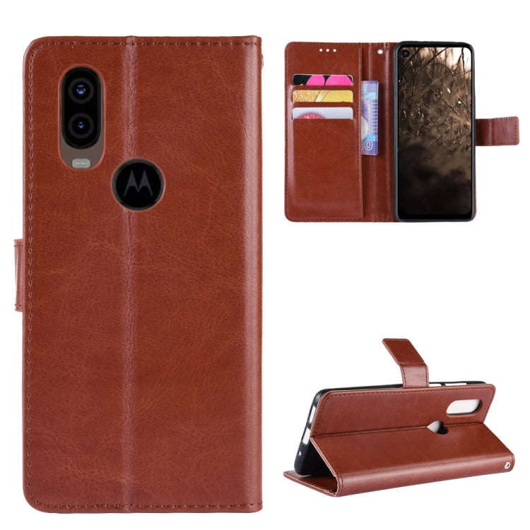 Retro Crazy Horse Texture Horizontal Flip Leather Case for Motorola MOTO One Vision, with Holder ...