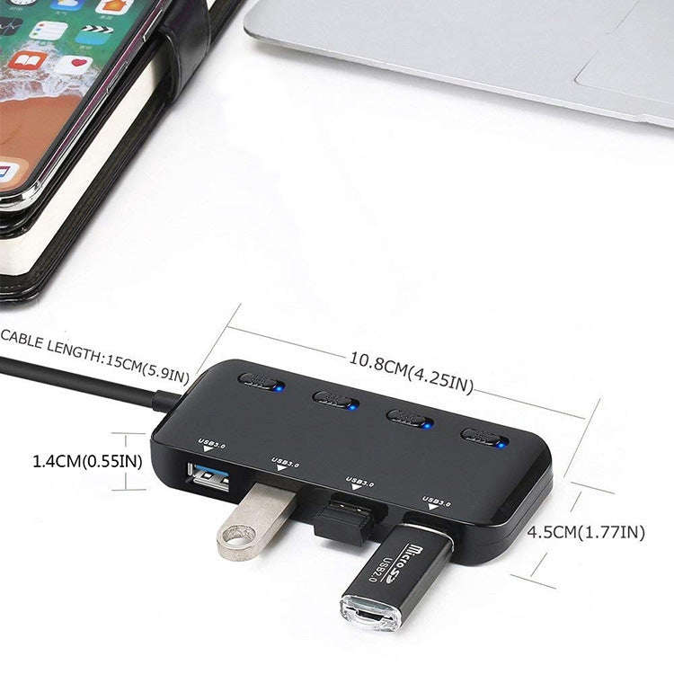 Ultra Speed USB3.0 4 Ports Hub with Switch
