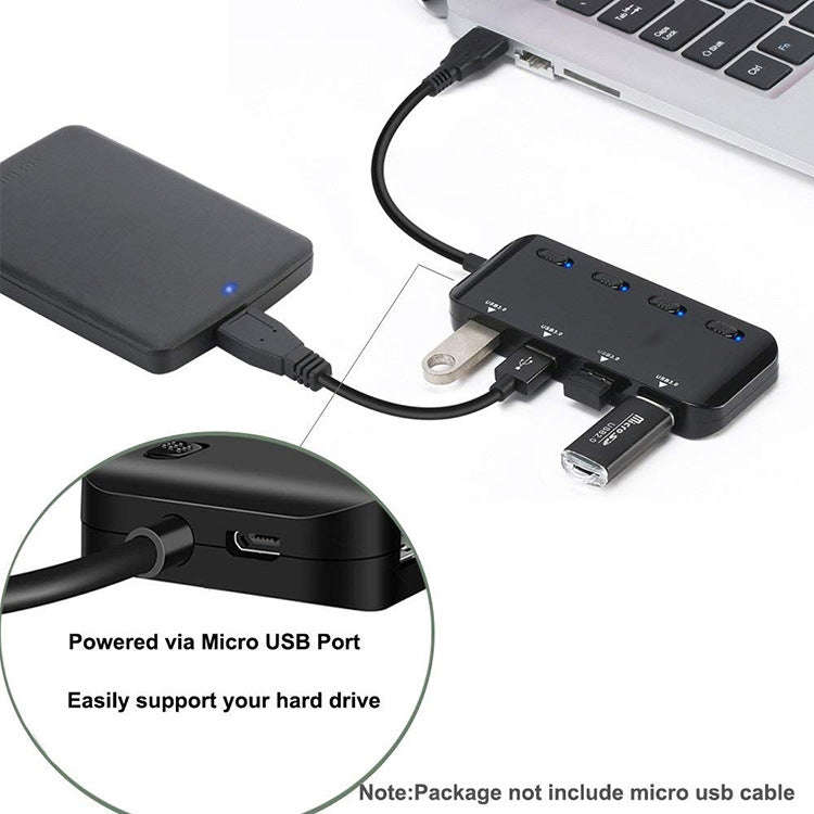 Ultra Speed USB3.0 4 Ports Hub with Switch
