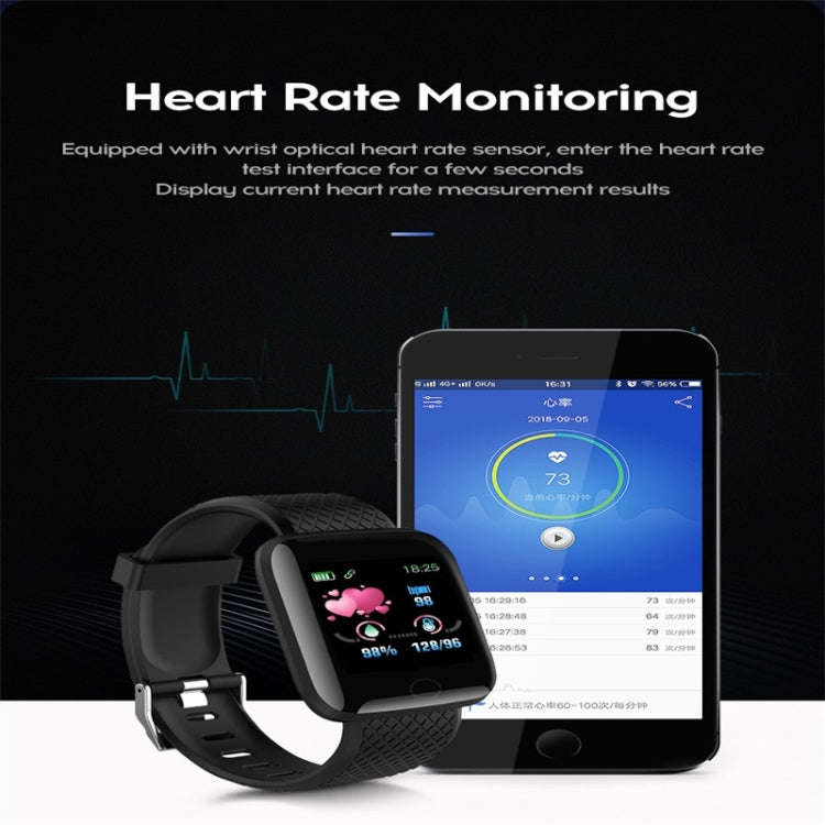 116plus 1.3 inch Color Screen Smart Bracelet IP67 Waterproof, Support Call Reminder/ Heart Rate M...