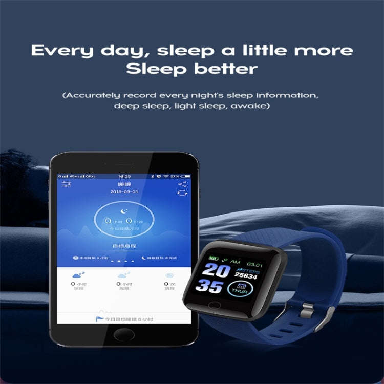 116plus 1.3 inch Color Screen Smart Bracelet IP67 Waterproof, Support Call Reminder/ Heart Rate M...