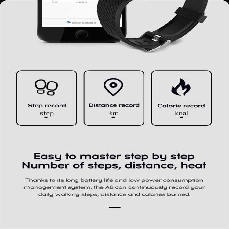 116plus 1.3 inch Color Screen Smart Bracelet IP67 Waterproof, Support Call Reminder/ Heart Rate M...