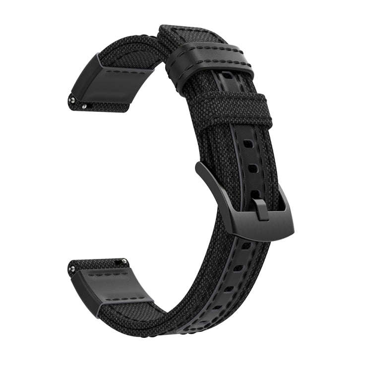 Canvas and Leather Watch Band for Samsung Gear S2/Galaxy Active 42mm, Wrist Strap Size:135+96mm(B...