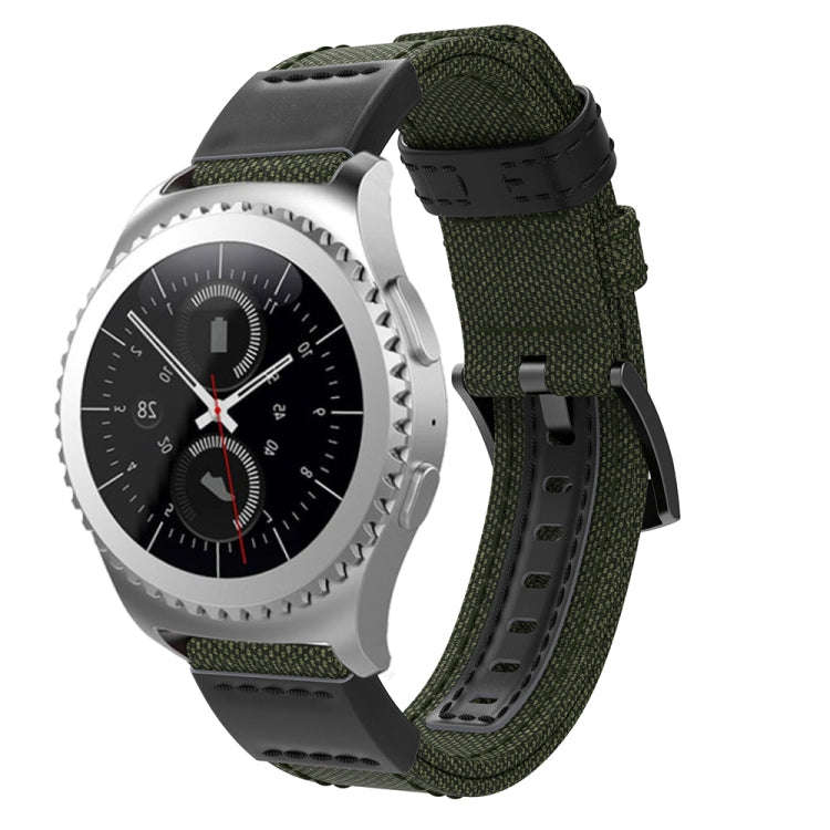 Canvas and Leather Watch Band for Samsung Gear S2/Galaxy Active 42mm, Wrist Strap Size:135+96mm(A...