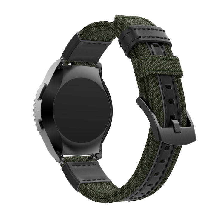 Canvas and Leather Watch Band for Samsung Gear S2/Galaxy Active 42mm, Wrist Strap Size:135+96mm(A...