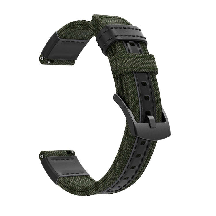 Canvas and Leather Watch Band for Samsung Gear S2/Galaxy Active 42mm, Wrist Strap Size:135+96mm(A...