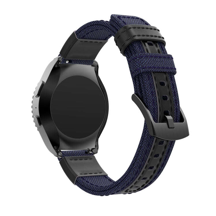 Canvas and Leather Watch Band for Samsung Gear S2/Galaxy Active 42mm, Wrist Strap Size:135+96mm(B...