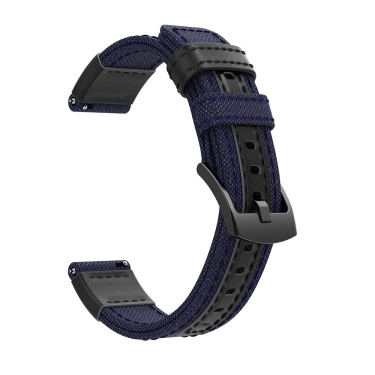 Canvas and Leather Watch Band for Samsung Gear S2/Galaxy Active 42mm, Wrist Strap Size:135+96mm(B...