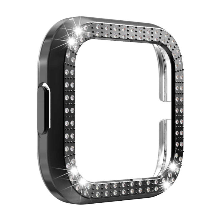 For Fitbit versa 2 PC Double-row Diamond-encrusted Protective Shell(Black)