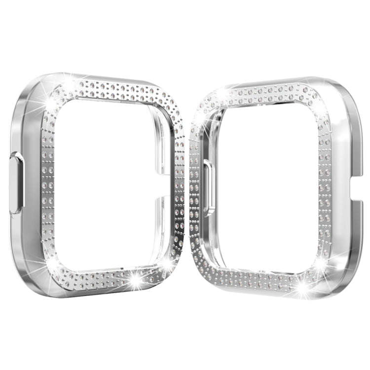 For Fitbit versa 2 PC Double-row Diamond-encrusted Protective Shell(Silver)
