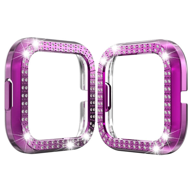 For Fitbit versa 2 PC Double-row Diamond-encrusted Protective Shell(Purple)