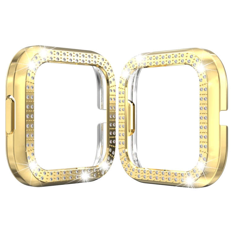 For Fitbit versa 2 PC Double-row Diamond-encrusted Protective Shell(Gold)
