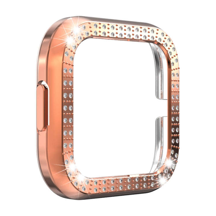 For Fitbit versa 2 PC Double-row Diamond-encrusted Protective Shell(Rose gold)