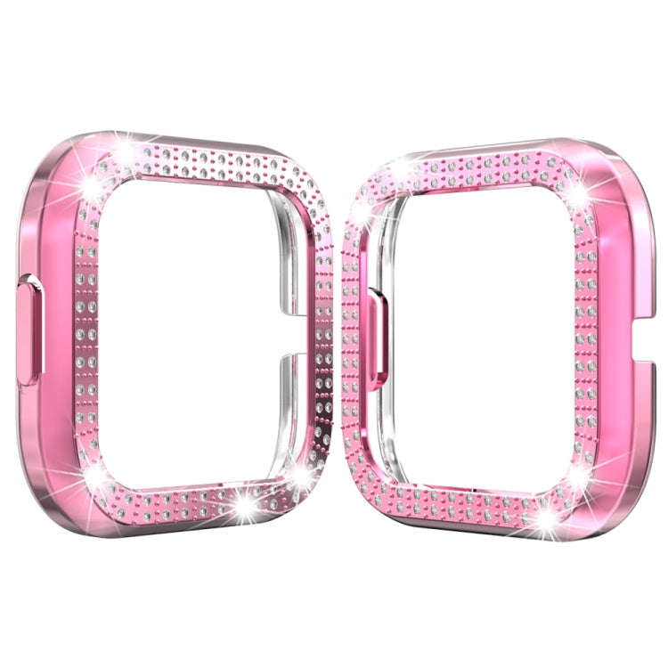 For Fitbit versa 2 PC Double-row Diamond-encrusted Protective Shell(Pink)