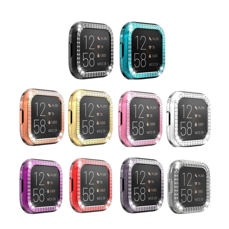 For Fitbit versa 2 PC Double-row Diamond-encrusted Protective Shell(Pink)