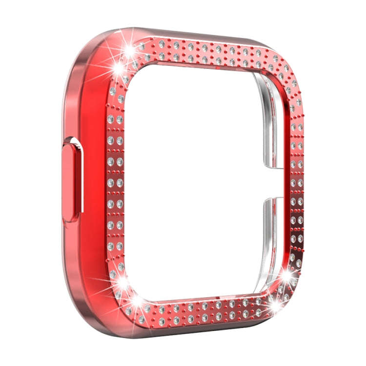 For Fitbit versa 2 PC Double-row Diamond-encrusted Protective Shell(Red)