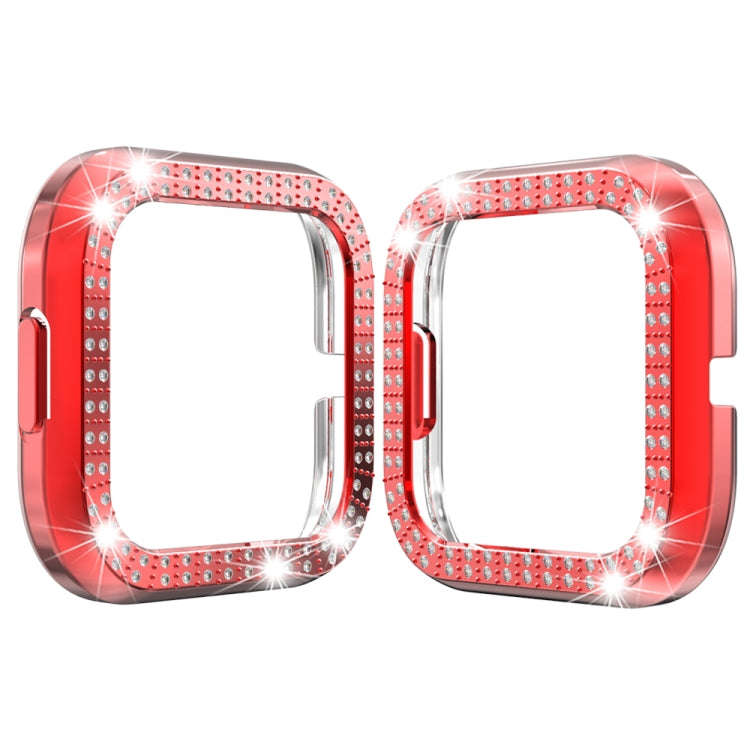 For Fitbit versa 2 PC Double-row Diamond-encrusted Protective Shell(Red)