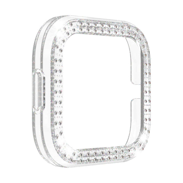 For Fitbit versa 2 PC Double-row Diamond-encrusted Protective Shell(Transparent)