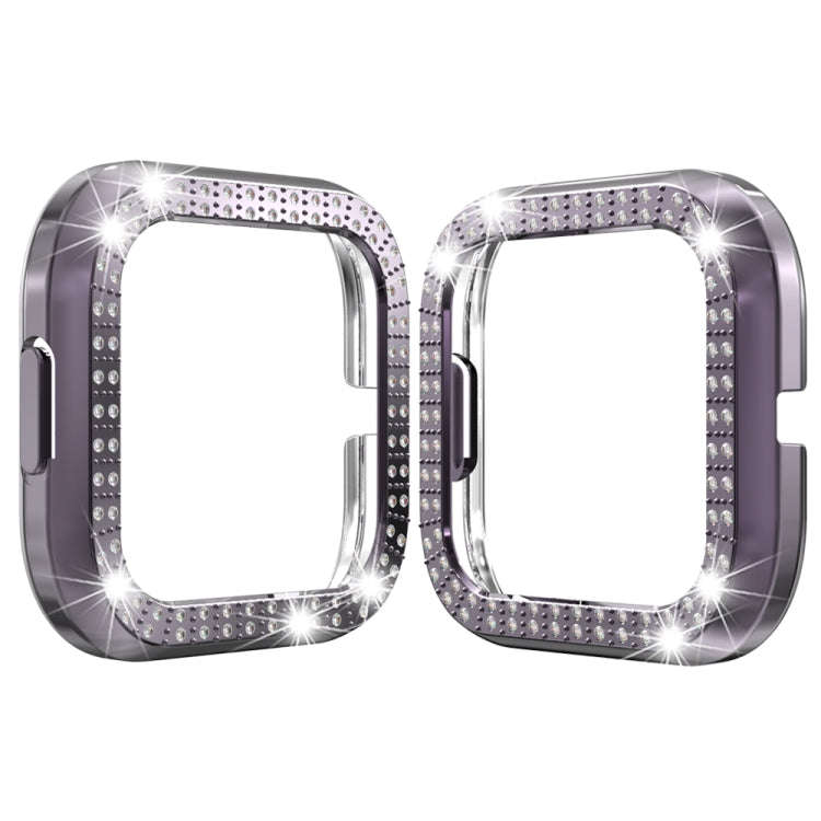 For Fitbit versa 2 PC Double-row Diamond-encrusted Protective Shell(Gun color)