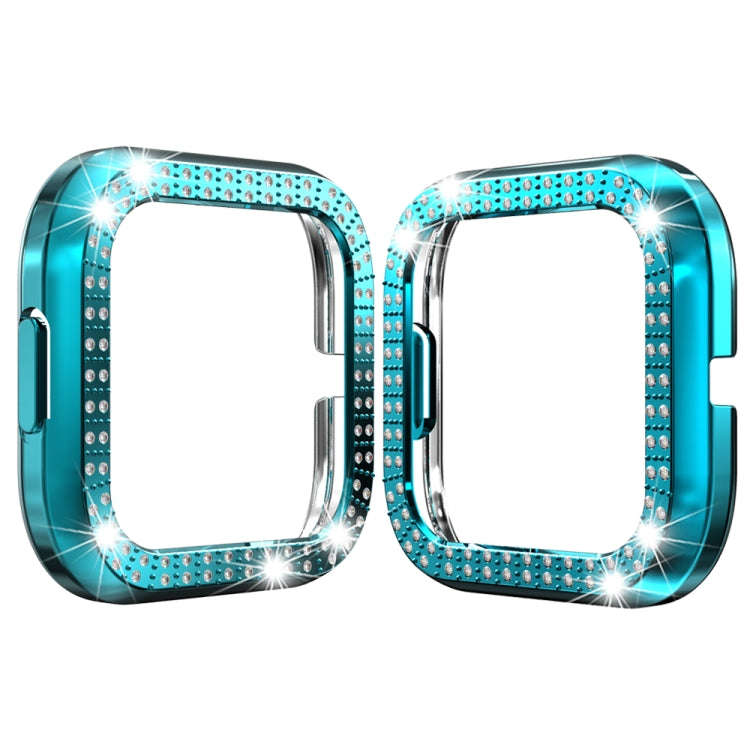 For Fitbit versa 2 PC Double-row Diamond-encrusted Protective Shell(Rock teal)