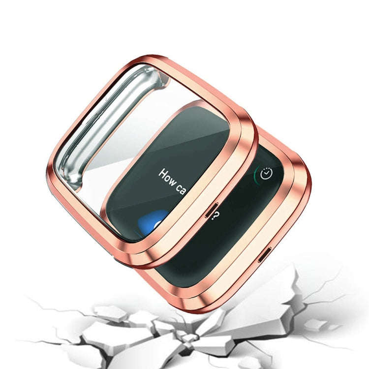 For Fitbit versa 2 Plating TPU All-inclusive Protective Shell(Rose gold)
