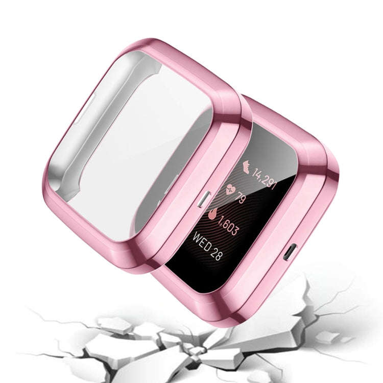 For Fitbit versa 2 Plating TPU All-inclusive Protective Shell(Pink)