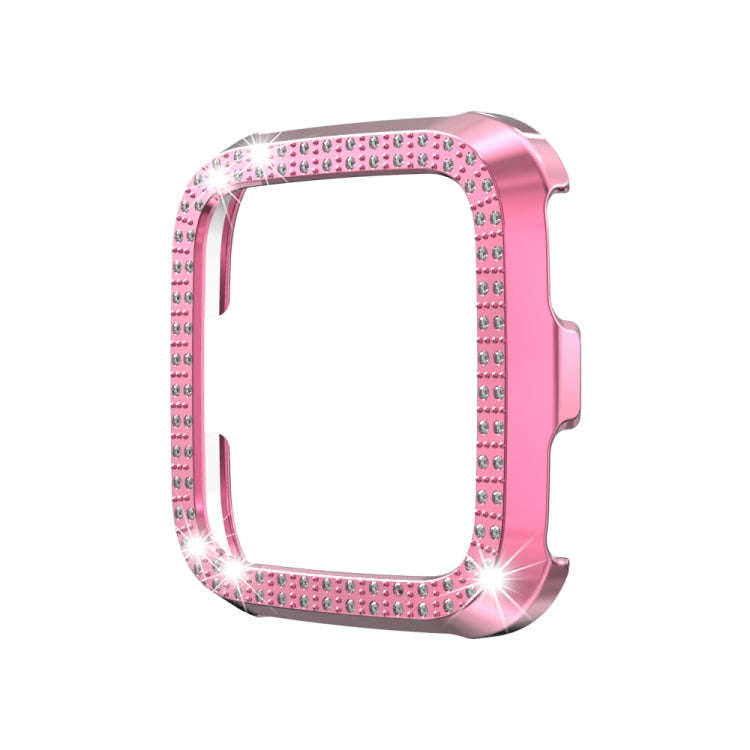 For Fitbit versa / versa lite PC Double-Row Diamond-Encrusted Protective Shell(Pink)