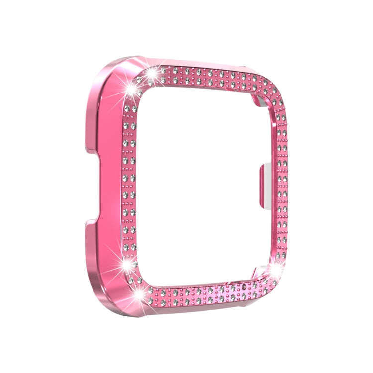 For Fitbit versa / versa lite PC Double-Row Diamond-Encrusted Protective Shell(Pink)