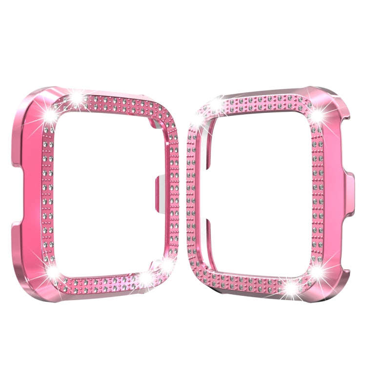 For Fitbit versa / versa lite PC Double-Row Diamond-Encrusted Protective Shell(Pink)