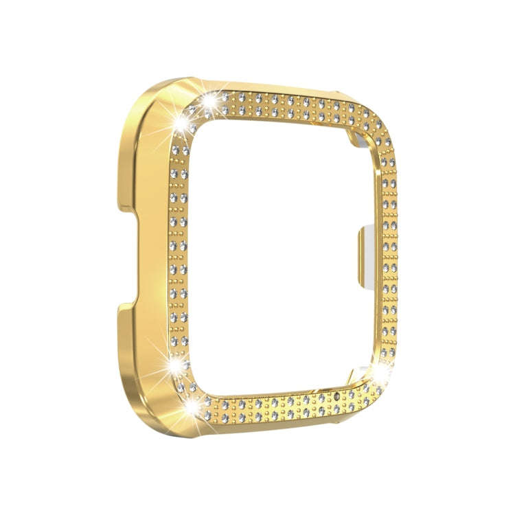 For Fitbit versa / versa lite PC Double-Row Diamond-Encrusted Protective Shell(Gold)