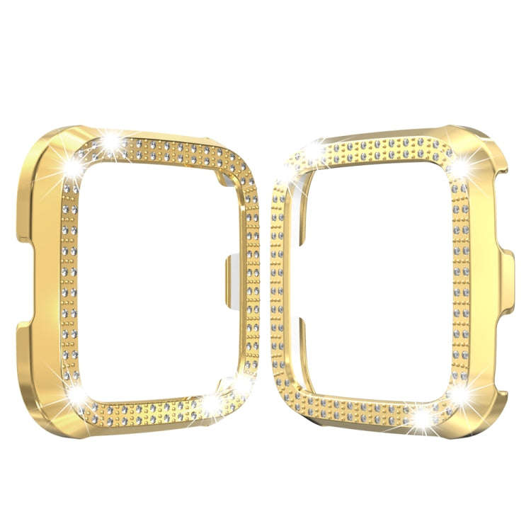 For Fitbit versa / versa lite PC Double-Row Diamond-Encrusted Protective Shell(Gold)