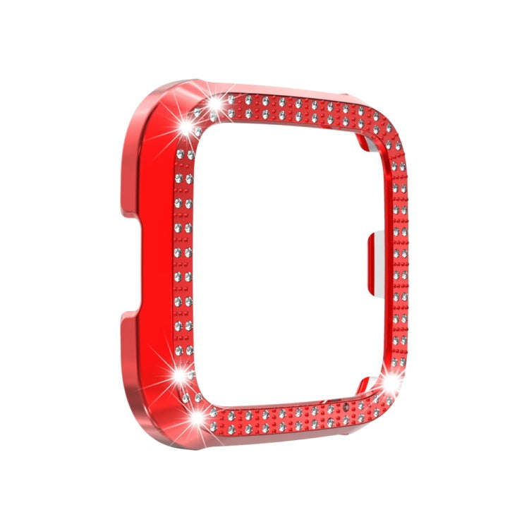 For Fitbit versa / versa lite PC Double-Row Diamond-Encrusted Protective Shell(Red)