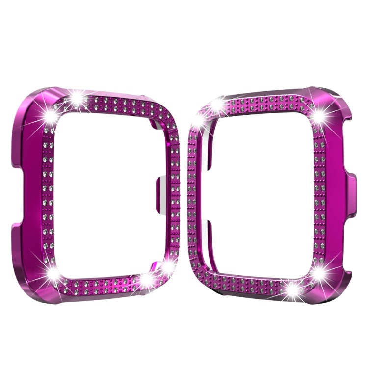 For Fitbit versa / versa lite PC Double-Row Diamond-Encrusted Protective Shell(Purple)