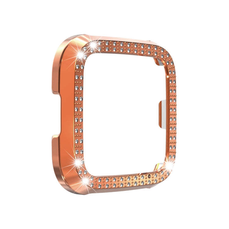 For Fitbit versa / versa lite PC Double-Row Diamond-Encrusted Protective Shell(Rose Gold)