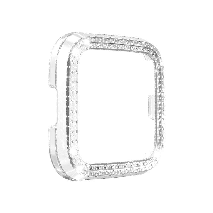 For Fitbit versa / versa lite PC Double-Row Diamond-Encrusted Protective Shell(Transparent)