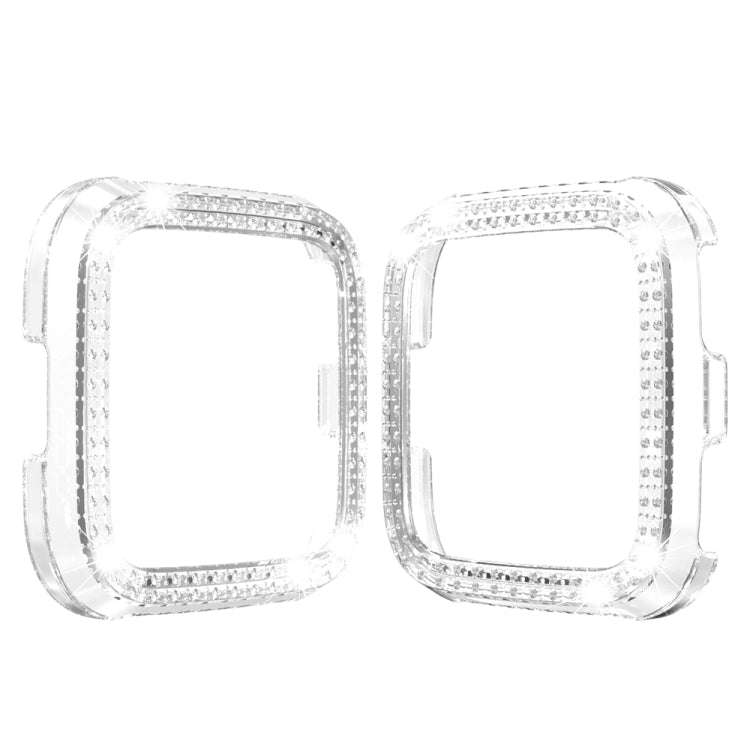 For Fitbit versa / versa lite PC Double-Row Diamond-Encrusted Protective Shell(Transparent)