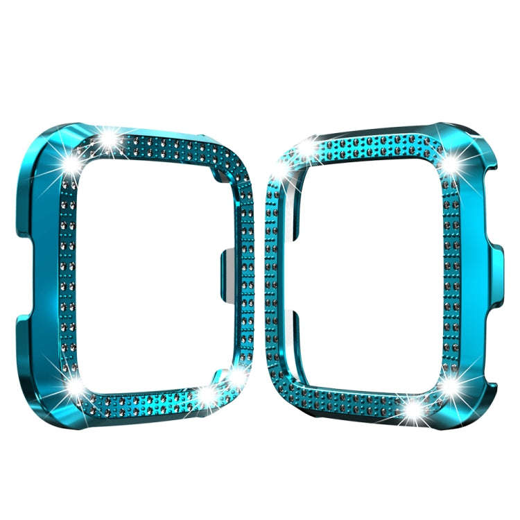 For Fitbit versa / versa lite PC Double-Row Diamond-Encrusted Protective Shell(Rock Teal)