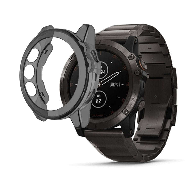 Suitable for Garmin Fenix 5 & 5 Plus transparent TPU Silica Gel Watch Case(Transparent black)