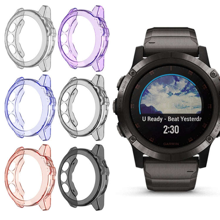 Suitable for Garmin Fenix 5 & 5 Plus transparent TPU Silica Gel Watch Case(Transparent black)