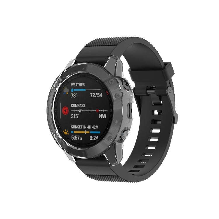 Suitable for Garmin Fenix 6X / 6X Pro Transparent TPU Silica Gel Watch Case(Transparent white)