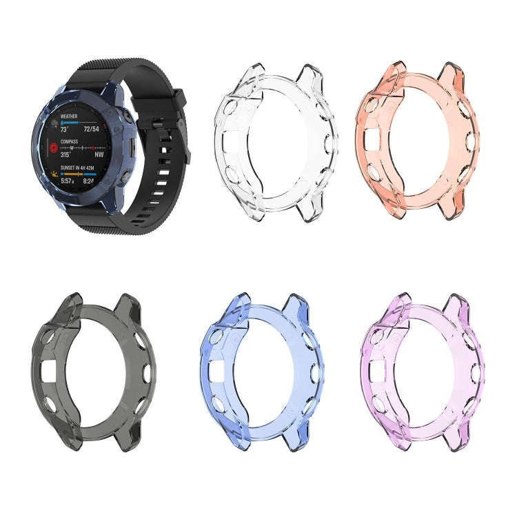 Suitable for Garmin Fenix 6X / 6X Pro Transparent TPU Silica Gel Watch Case(Transparent orange)