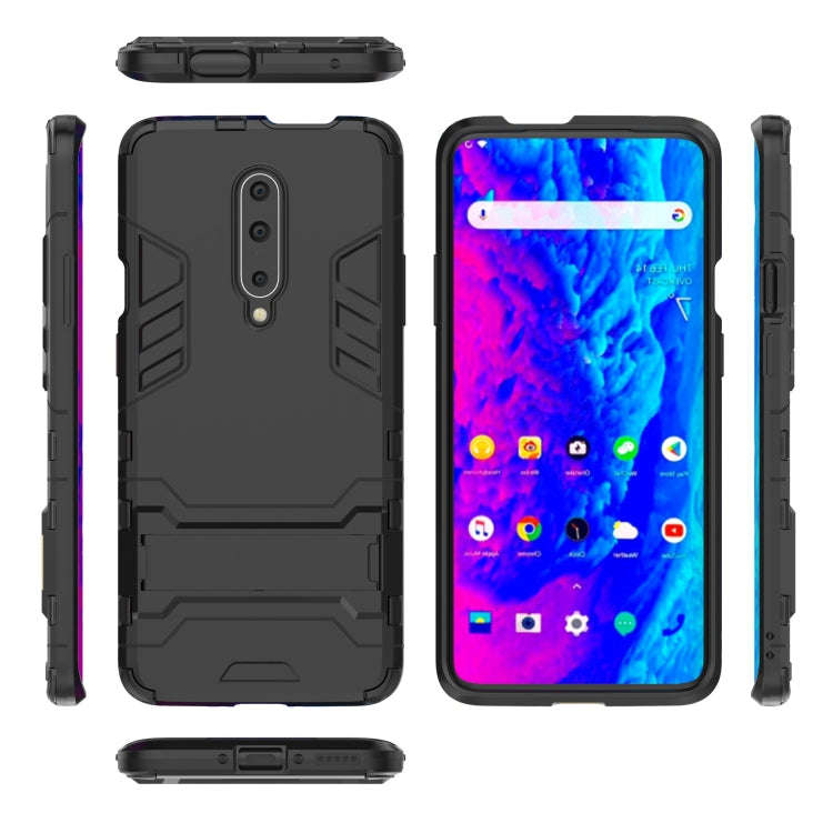 Shockproof PC + TPU Case for OnePlus 7 Pro, with Holder(Black)